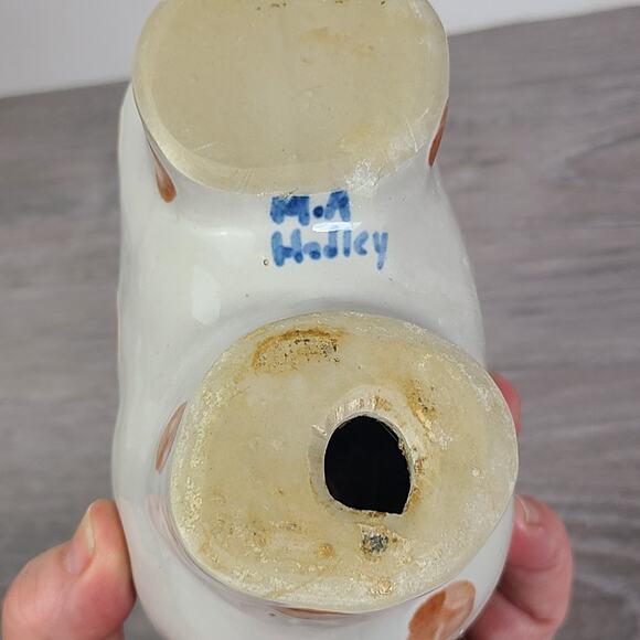 M A Hadley Pottery Horse Flower Frog Holder Blue Brown Stripes Spotted - Picture 5 of 7